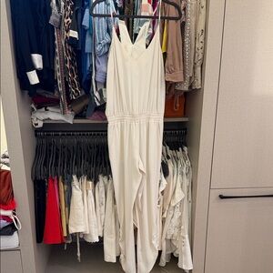 Amanda Uprichard Cream V-Neck Jumpsuit